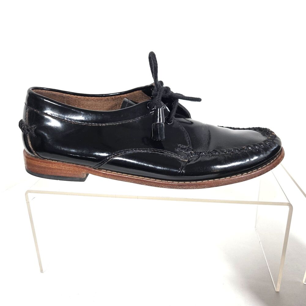 G.H. Bass Weejuns Women's Loafers 8M Black Patent Leather Tassel Lace Up Oxfords - Picture 3 of 11